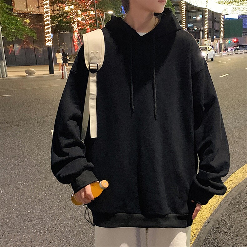 WY2099-P35加绒款-P40纯棉连帽卫衣男大码运动帽衫宽松薄外套男，男装卫衣，电商A040