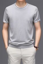 M9160562021夏季新款桑蚕丝T恤衫男纯色透气短袖，男装T恤，电商B360