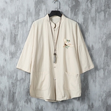男士衬衫五分袖衬衣中袖印花立领唐装风XZ1512-241304-P35，男装衬衫，星座1512