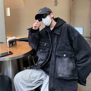 牛仔外套男韩版潮流大口袋高街帅气2023春秋新款ins夹克W4601-P65图片