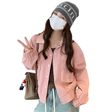 现货韩版休闲百搭显瘦短款外套女2D075-(P140-K190)，女装短外套，2D075