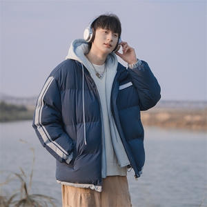 棉衣男冬新款男士青年保暖棉服情侣款假两件加厚连帽外套M082-P65图片