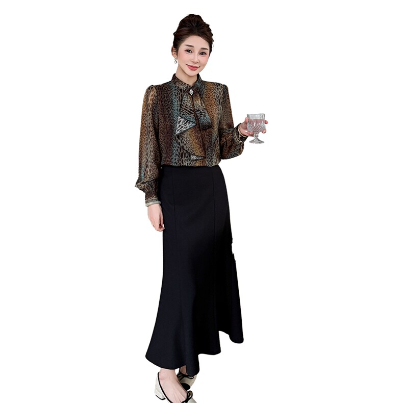 BAO现货2026新款春装时尚气质优雅立领衬衣百搭半身裙两件套,女装套装/套裙,卡杰菲
