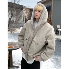 冬季保暖连帽棉服男宽松复古cleanfit大理石座山雕外套M202，男装棉衣，星座1116A（原606A-3）
