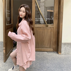 韩系粉色衬衫套装女休闲2025夏季新款时尚减龄百搭宽松短裤两件套，女装套装/套裙，2C261