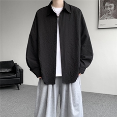 8XL-M泡泡纱盐缩肌理长袖衬衫男春季冰丝外套防晒衬衣CS29007P40，男装防晒衣，电商B312
