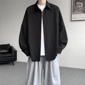 8XL-M泡泡纱盐缩肌理长袖衬衫男春季冰丝外套防晒衬衣CS29007P40图片