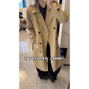 英伦风中长款风衣外套男女同款秋冬加棉大衣FY3655-特P88加棉P108图片