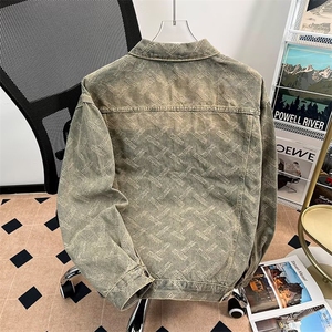 得物二开 做旧美式扎染牛仔外套宽松休闲水洗夹克上衣JK1284-P68图片