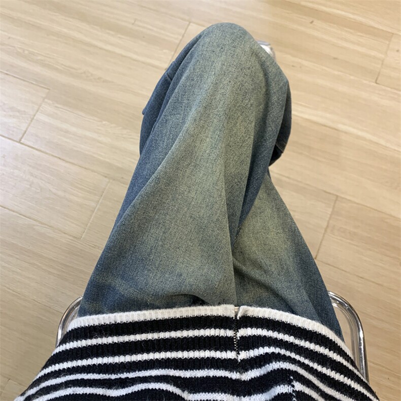 dirty fit裤子水洗蓝阔腿直筒牛仔裤垂感高级感XZ310A-4-NZ10图片
