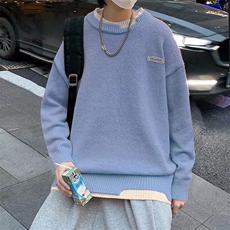 假两件毛衣男青少年圆领宽松套头针织衫GM18P42，男装针织衫/毛衣，星座1116-2