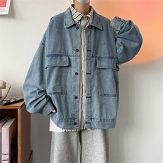 秋款男牛仔夹克工装大口袋贴标渐变色外套JK523P55，男装夹克，星座1013-1