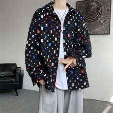 现货秋季特批50新款高品质破洞衬衫抖音品质CS7842-P50控78，男装衬衫，电商A059