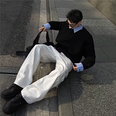 假两件衬衫领卫衣男款早秋潮牌宽松高级感痞帅长袖T恤休闲上衣服，男装T恤，星座1210-1