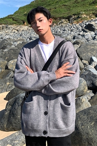 时尚针织衫复古穿搭港风文艺休闲V领慵懒风开衫毛衣HY415TP55控88图片