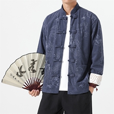 秋冬新款风灯芯绒男女夹克外套唐装龙纹新中式潮H339/P110，男装夹克，钱塘713