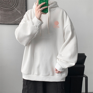 WY2237-P35 加绒款-P40 纯棉连帽卫衣男大码运动帽衫宽松薄外套男图片