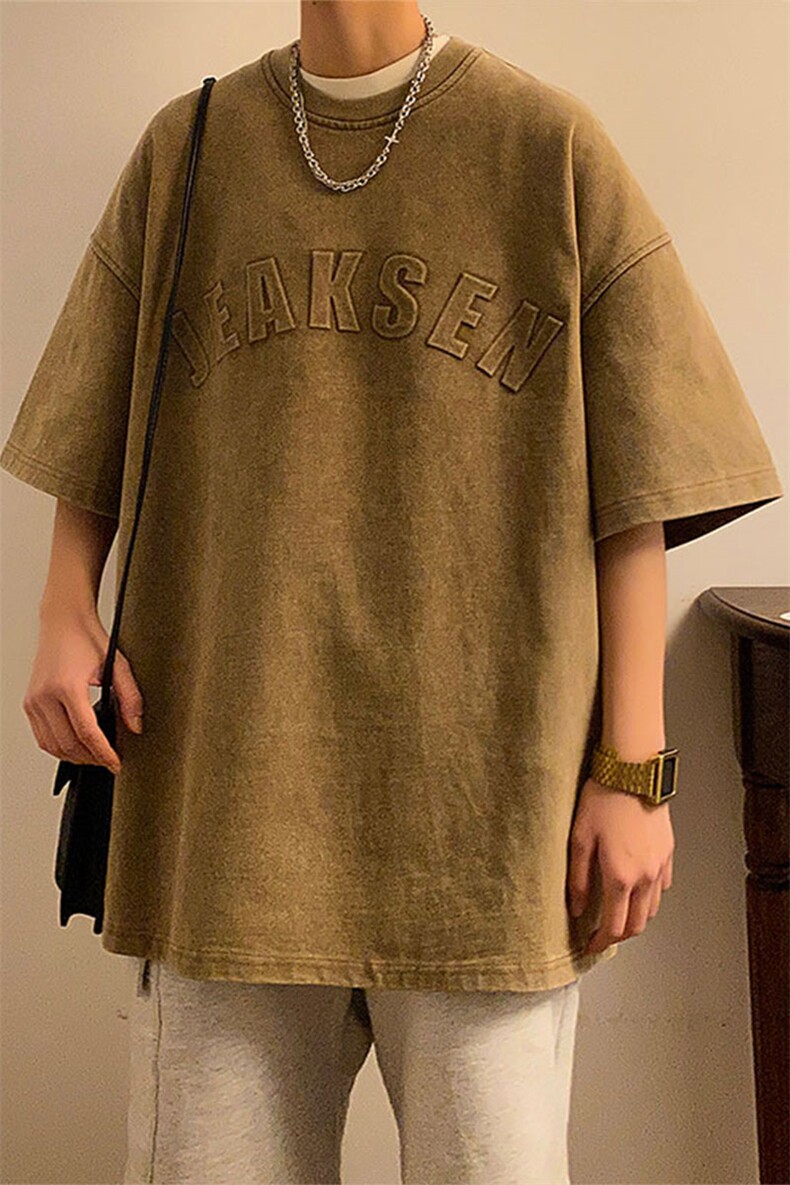 2023新款潮牌麂皮绒男生上衣服原图T恤-JK23212-P55控68,男装T恤,星座605(原A050)
