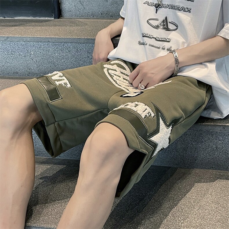 美式高街字母短裤潮牌嘻哈运动休闲宽松五分裤篮球裤男女DK11-P33,男装休闲裤,星座1008-1