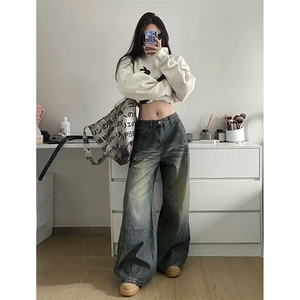 【网图】B221美式ins高街重工艺宽松微喇牛仔裤LK24391-特P52控88图片