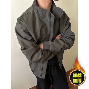 现货秋冬季美拉德立领飞行立领夹克boxy廓形棉衣高街加厚加棉外套,男装夹克,电商A486-1