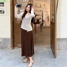氛围感罩衫套装女2025秋季新款超好看纯色显瘦吊带连衣裙两件套，女装连衣裙，维壹