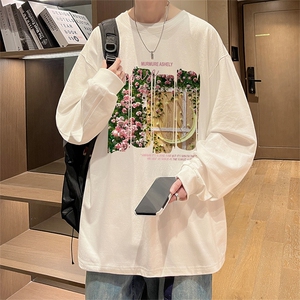 直播品质 秋冬重磅潮牌嘻哈美式印花纯棉长袖T恤打底衫CT391特P28图片