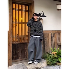 【现货】秋季美式慵懒风解构卫裤男女休闲运动弯刀裤K06083P55，男装休闲裤，星座1004（原星座815-3）