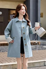 风衣女2026春新款宽松显瘦气质时尚中长款韩系单排扣洋气风衣外套，女装风衣，流量+