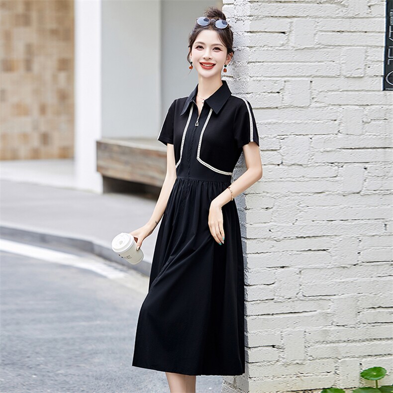 短袖连衣裙女2024年夏季新款气质小个子时髦女神范夏天连衣裙,女装连衣裙,拾衣