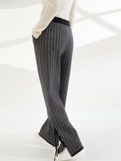 裤腿系带斜纹针织裤2024年秋季时尚百搭，女装休闲裤，佳弈羊绒