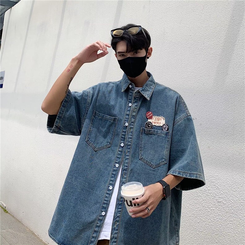 牛仔衬衫男女韩版潮流宽松百搭文艺2026夏季ins外套CY1146-P51，男装衬衫，星座412-2