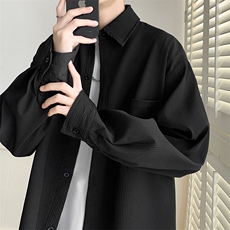 现货慵懒复古衬衫男2025新款小众设计感条纹长袖衬衣CS001-特P38，男装衬衫，电商A178