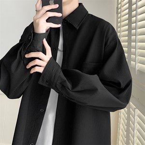 现货 慵懒复古衬衫男2025新款小众设计感条纹长袖衬衣CS001-特P38图片