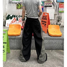 常规条纹斜纹拼接解构弯刀裤男秋冬款直筒潮夏季哈伦裤KQ606，男装休闲裤，星座1116A（原606A-3）