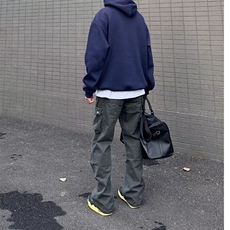 美式复古多口袋工装休闲裤设计感直筒宽松显瘦高街潮牌百搭长裤潮，男装休闲裤，星座506A