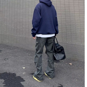 美式复古多口袋工装休闲裤设计感直筒宽松显瘦高街潮牌百搭长裤潮图片