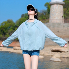 新面料内里蕾丝防晒衣女短款2025夏季新款宽松透气防晒服连帽上衣，女装防晒衣，可可小西