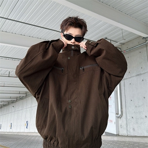 美式复古工装外套男秋冬季潮牌痞帅休闲短款立领夹克JK08577-P75