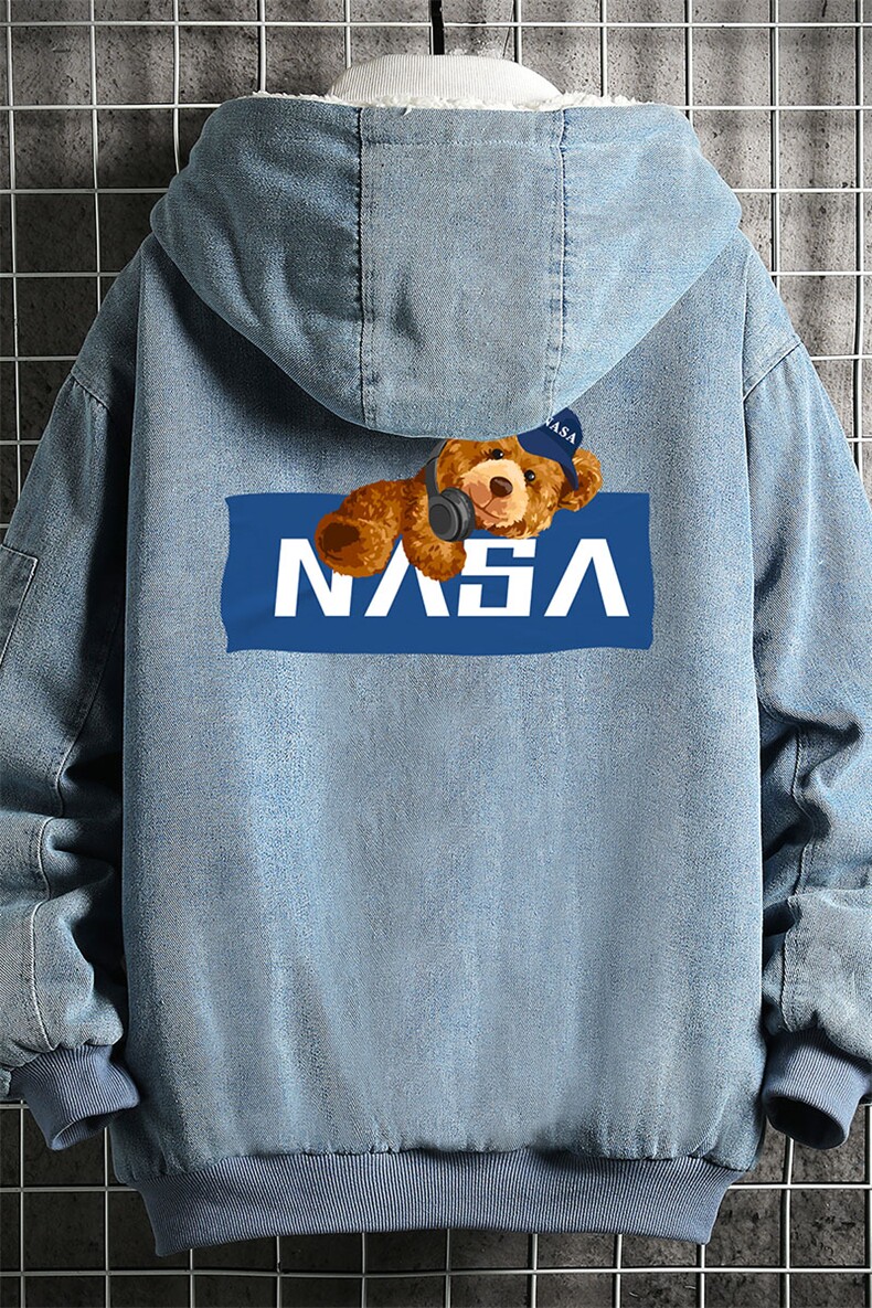 牛仔外套男大码加厚加绒衣男羊羔毛服男NM53247-P140网格,男装棉衣,电商A040A