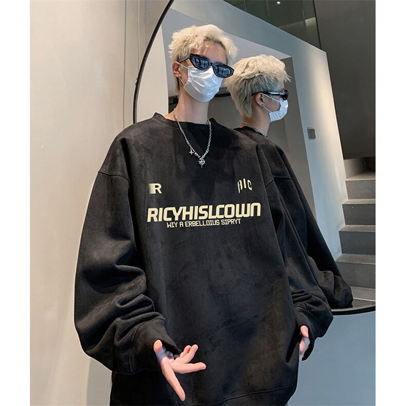 抖音得物供货提供视频秋冬重磅美式麂皮绒圆领卫衣JY301,男装卫衣,电商A486