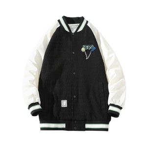 秋装立体印花夹克棒球服男女同款中性风情侣款简约外套 8013-P95图片