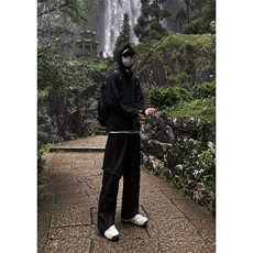 B221美式ins街头hiphop刺绣宽松褶皱休闲裤子LK23123-P60控78，男装休闲裤，电商B221