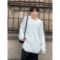 氛围感白色水貂绒软糯毛衣男女冬季慵懒风宽松针织衫LY10088-P50，男装针织衫/毛衣，星座1008