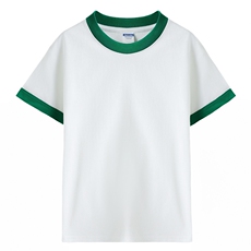 高品质纯棉撞边圆领儿童T恤男女童宽松精梳棉短袖宝宝演出班服，童装T恤，初丹羊绒童装