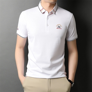 夏季新款男士翻领短袖t恤中年有领男装上衣服休闲POLO衫图片