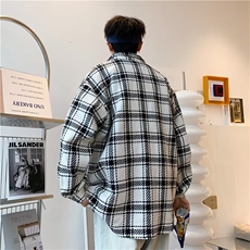 黑白格子小香风外套男高级感秋季男装复古翻领工装夹克JK934-P65，男装夹克，星座1103-3