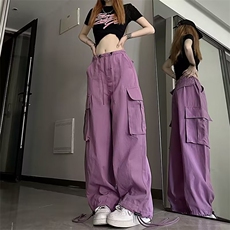美式复古降落伞工装裤女夏季薄hiphop休闲宽松阔腿裤子AK773-p43，男装休闲裤，星座1008