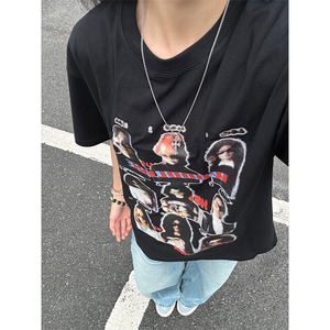【档口现货】DT118LL-特P29 模糊人像重磅短袖t恤男女款图片