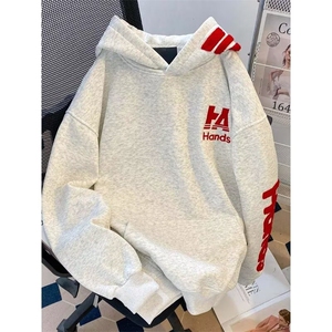 1506/QHK110/P46卫衣男连帽春秋宽松潮牌字母印花百搭外套图片
